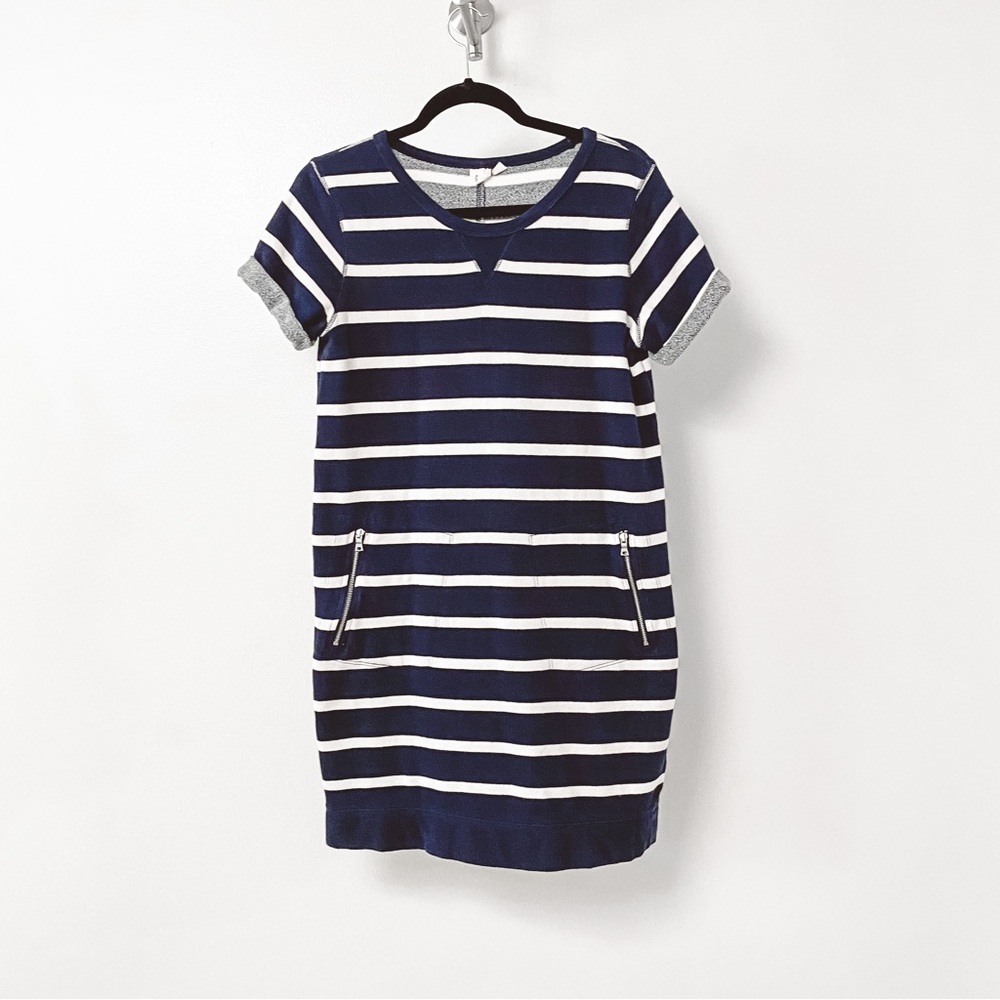 Gap Classic Preppy Spring Chic Casual Nautical Stripe Sweatshirt Mini Dress